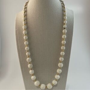 Vintage Jewelry Napier Gold and Cream Carved Beaded Necklace